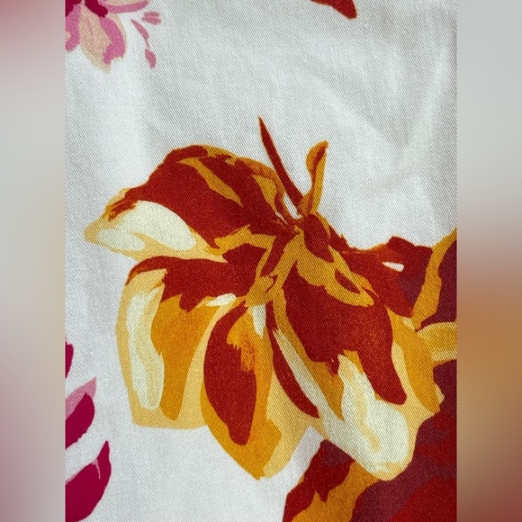 Great Jones White Floral Midi Dress faux wrap size 12 cotton adjustable strap - Picture 11 of 13